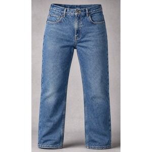 Carhartt Mens Jeans 36x30 Relaxed Fit Fleece Lined Denim Workwear Pants Blue